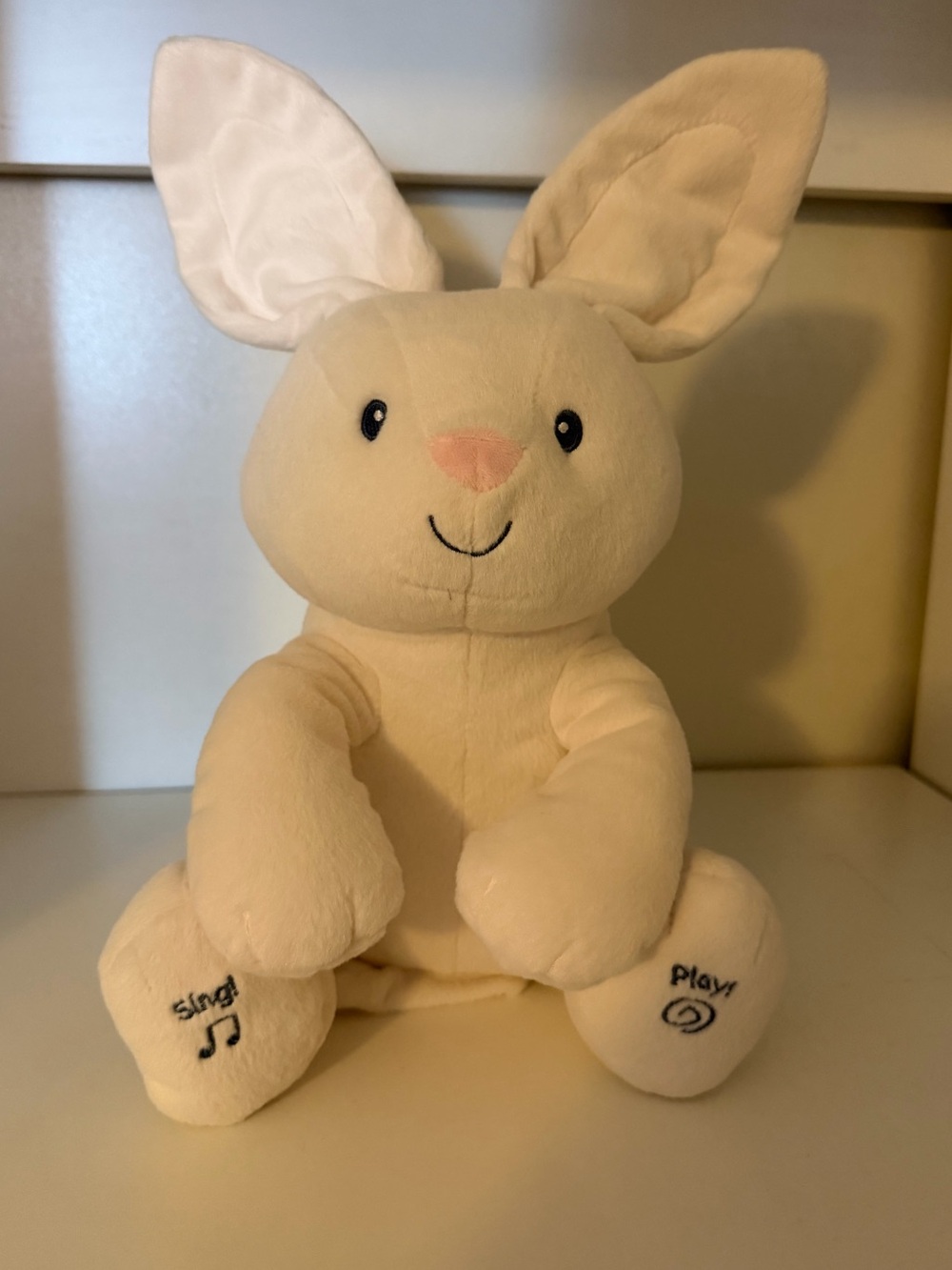 Plush Cream Bunny Toy with Sing & Play Feature New display never play with.